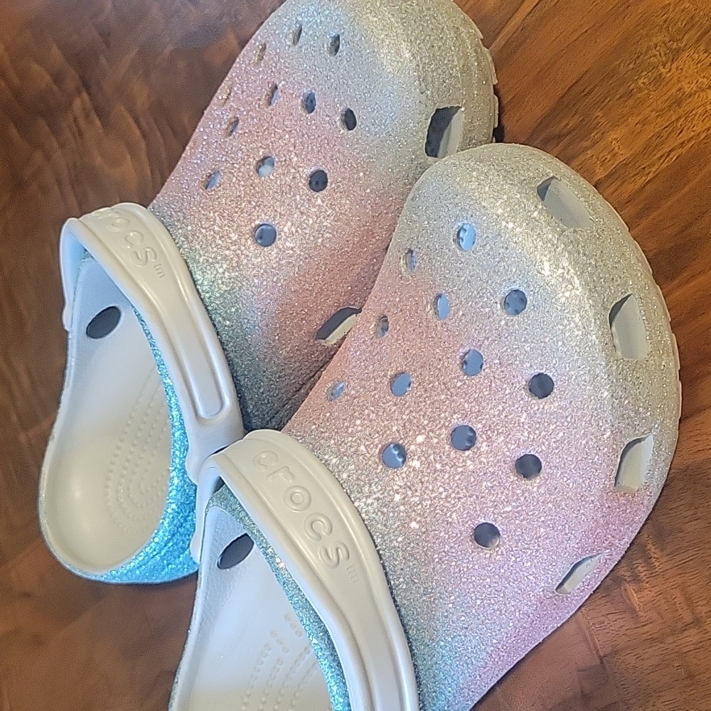 Crocs - Blue, Pink, Silver Sparkles